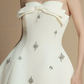 White tube top waist temperament A-line slim princess skirt homecoming dress R4839
