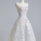 White strapless, fitted A-line long ball gown R8145