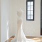 White V-neck fitted waist long sexy ball gown/bridal dress R8515