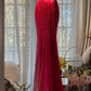 Pink halter-neck fitted slim-fit sexy rhinestone long ball gown R7727