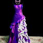 Purple strapless fitted waist long elegant ball gown R8675