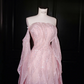 Pink tube top girl waist cute long skirt, prom dress R5621