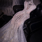 Silver sequined sleeveless fitted waist bodycon mermaid skirt long ball gown/bridal dress R8709