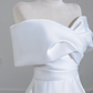 White satin off-the-shoulder fitted waist long ball gown/bridal dress R8252