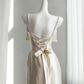 Light champagne-colored halter-neck fitted long ball gown, bridal gown R8858