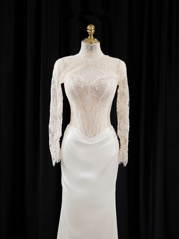 Light apricot strapless, fitted, bodycon, sexy long ball gown/bridal dress R8948