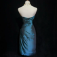 Blue tube top waist slim mid-length skirt homecoming dress R4960