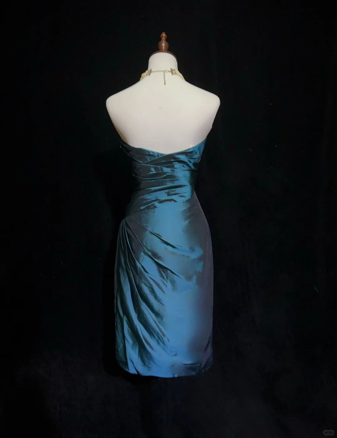 Blue tube top waist slim mid-length skirt homecoming dress R4960