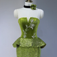Green strapless fitted long ball gown R9038