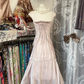 Light pink strapless satin fitted short dress, ball gown R6292