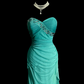 Lake blue strapless fitted long ball gown R6652
