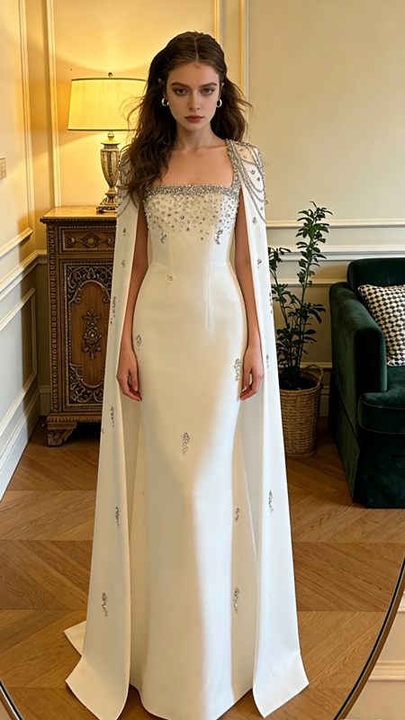 White halter-neck fitted long elegant ball gown/bridal dress R8584
