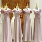 Pink Pink satin waist-cinched slim-fit ball gown, bridesmaid dress R5933