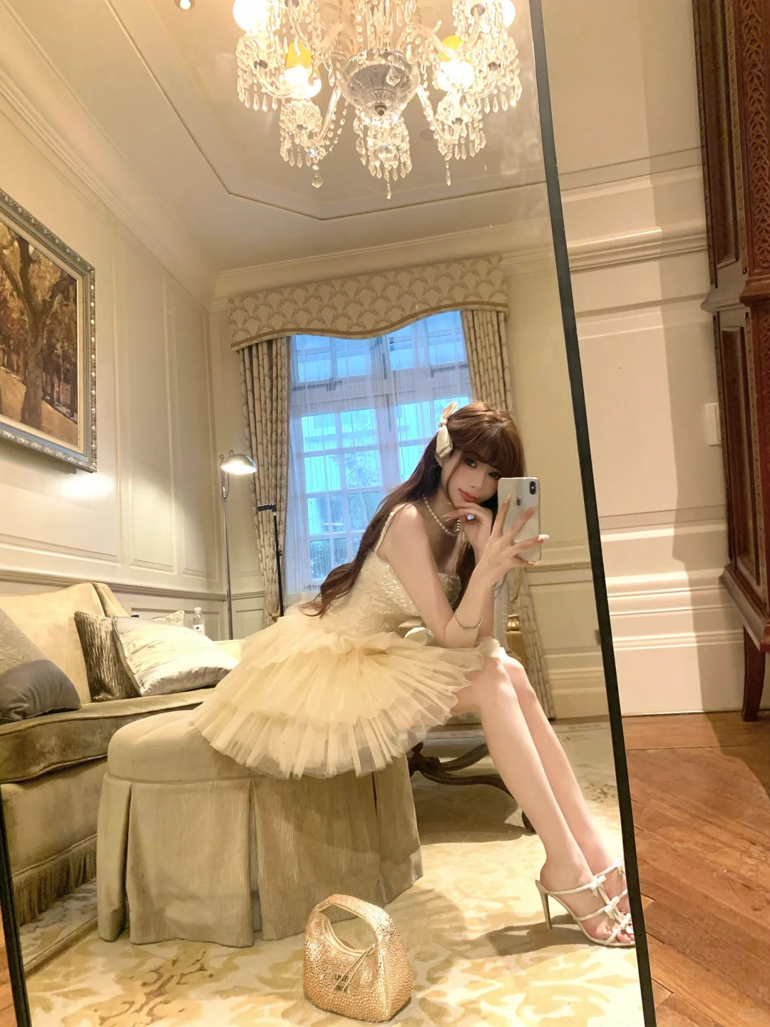 Apricot strapless tube top with slim waist and fluffy cake tulle skirt for homecoming dress R4252