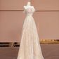 Light apricot strapless A-line long ball gown/bridal dress R8397