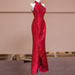 Red sleeveless fitted waist slim-fitting Chinese-style sexy and elegant ball gown/bridal dress R8339