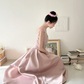 Champagne pink spaghetti strap, waist‑cinching, slim‑fit A‑line long elegant ball gown R7997