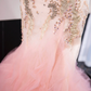 Light pink halter-neck, fitted, bodycon, sexy fairy-like long ball gown, bridal dress R9008
