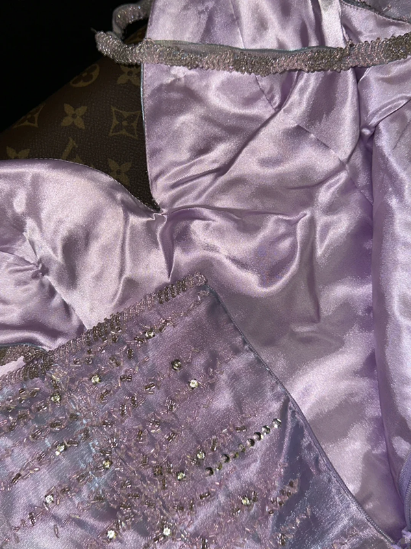 Blue-purple halter-neck fitted long ball gown R7011