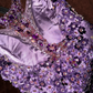 Purple halter-neck fitted long ball gown R7051