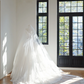 White off-the-shoulder, fitted waist, full skirt, long ball gown, bridal dress R8457
