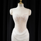 Light apricot strapless, fitted, bodycon, sexy long ball gown/bridal dress R8948