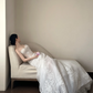 White strapless appliqué waist-cinched slim-fit long elegant prom dress, wedding dress R7958
