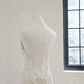 White V-neck fitted waist long sexy ball gown/bridal dress R8515