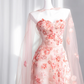 Light pink strapless fitted waist floral long ball gown, bridal dress R8427