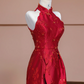 Red sleeveless fitted waist slim-fitting Chinese-style sexy and elegant ball gown/bridal dress R8339