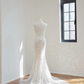 White V-neck fitted waist long sexy ball gown/bridal dress R8515