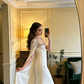 White halter-neck fitted long elegant ball gown/bridal dress R8584