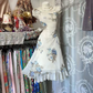 White Waist-Cinched Slim-Fitted Sexy Ball Gown with Light Blue Prints R7410