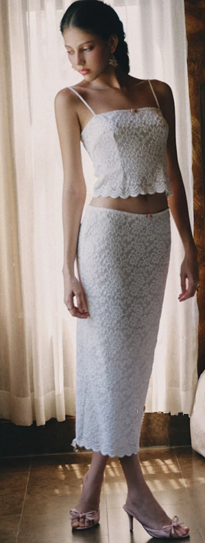 White suspenders cute top hip sexy mid-length skirt homecoming dress R4552