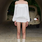 White light strap one shoulder long sleeve cute short skirt homecoming dress R4713