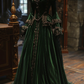 Green square neckline fitted waist elegant ball gown R7204