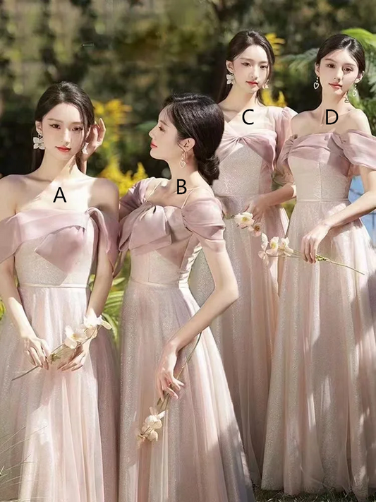 Light pink slim waist ball gown, bridesmaid dress R5973
