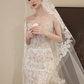 White strapless lace waist slim sexy fishtail long dress bridal gown R6053