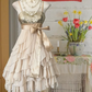 Champagne-colored strapless sequined mini dress, fitted waist, multi-layered skirt, ball gown R6253