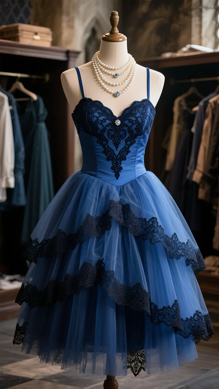 Blue halter waist tutu skirt ball gown R6093