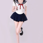 College style navy collar short slim fit top 2025 sweet and spicy puffy skirt suit R1051