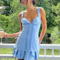 Blue suspender fishbone waist slim skirt homecoming dress R3051