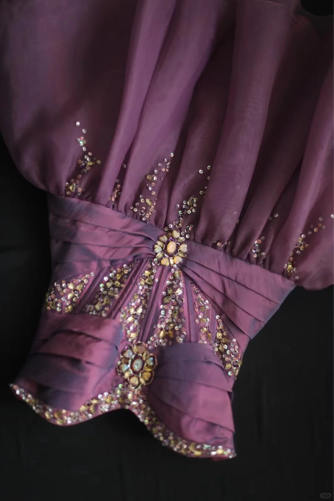 Purple diamond-studded suspender waist A-line puffy skirt homecoming dress R4146