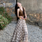 Fairy temperament outfit a complete set of halter neck small vest plaid large swing skirt two-piece suit R1705