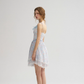 French blue skirt sweet floral suspender skirt holiday style ear-shaped short dress for women R3522