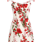 2025 Summer New French High Waist Holiday Red Floral Sling Short Dress R0961