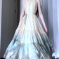 Sleeveless halter dress with beautiful temperament and waist A-line long skirt R0766