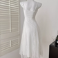 French seaside suspender dress white beautiful lace fishtail dress long skirt R2019