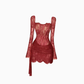 Pure desire hot girl lace fishbone long-sleeved dress 2025 waist hip ribbon skirt R1085