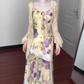 Suspender floral dress beautiful small skirt gentle temperament waist fishtail skirt R0664